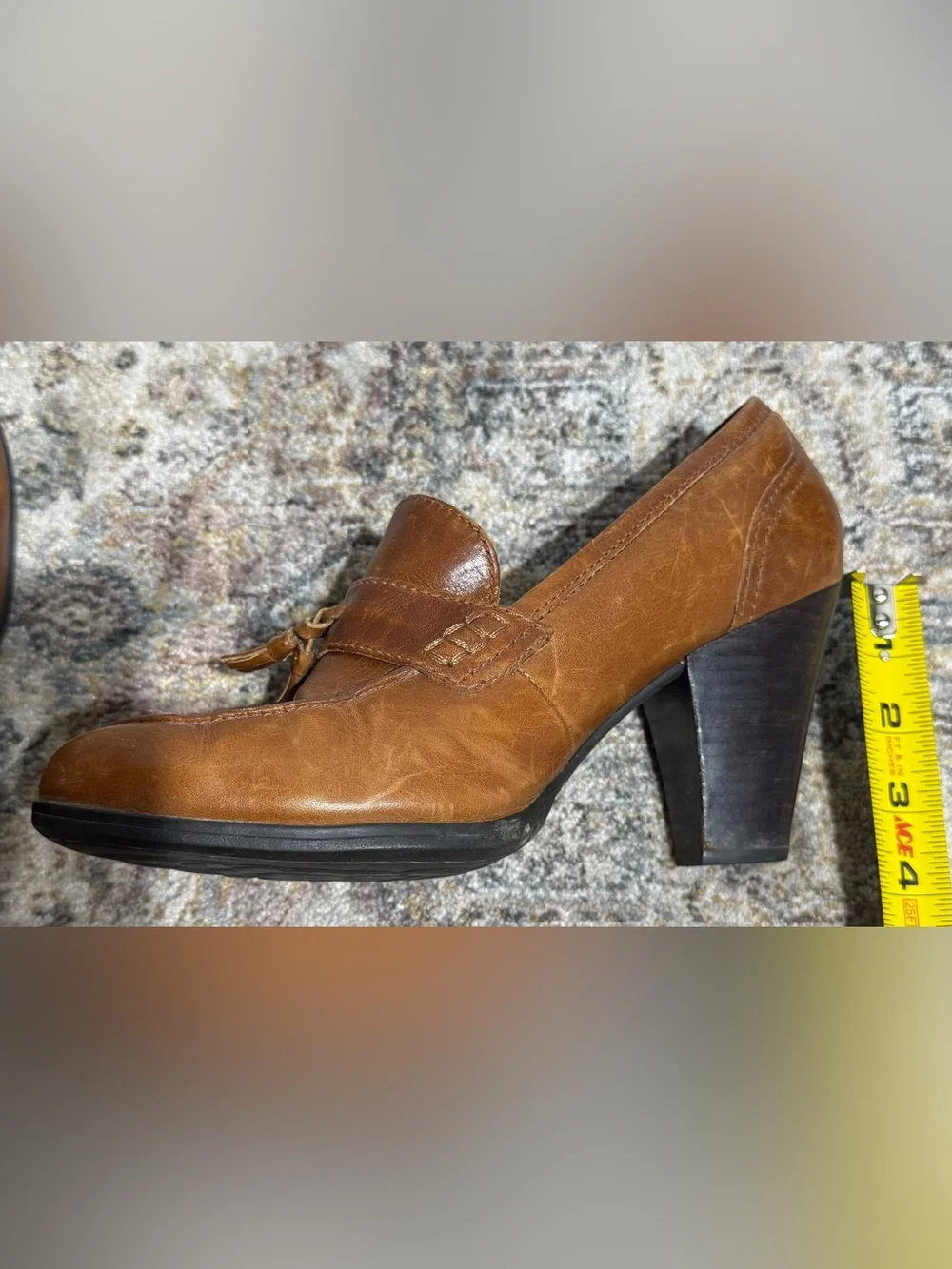 Born Cognac Leather Tassel Heels
